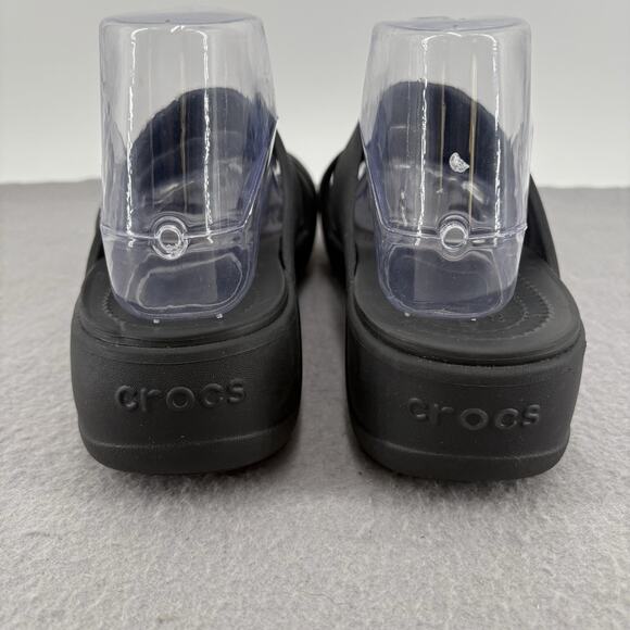 Crocs Shoe Womens 10 Black Monterey Strappy Wedge Casual Comfort Slip On Sandal - Picture 6 of 10